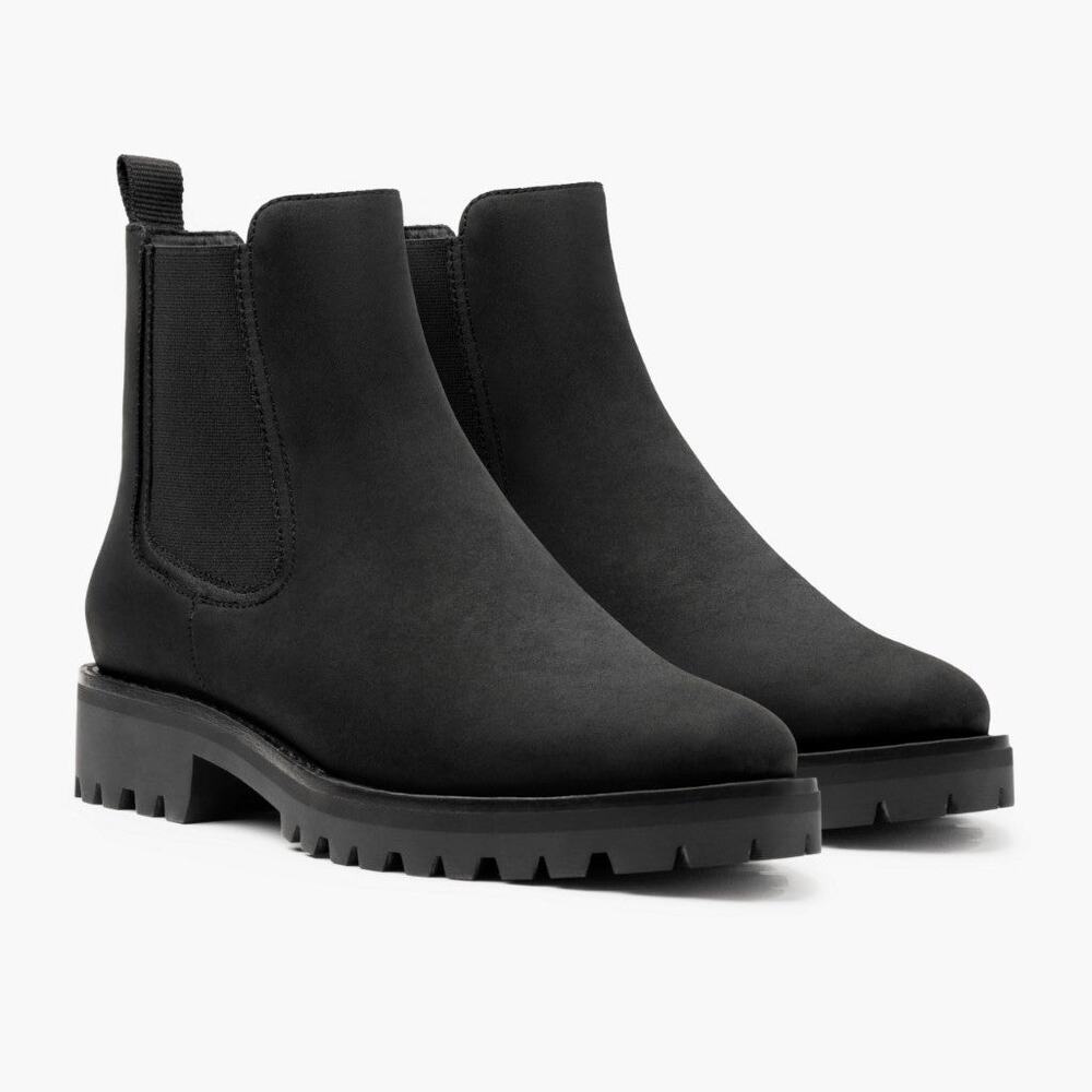 THURSDAY Legend Black Matte Leather Chelsea Boots Lug Sole Sz 8.5 Wide $160